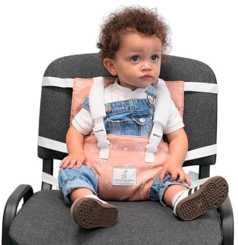 Chaise Enfant Portable, Siège Bébé Facile à Transporter, et Lavable, Harnais Chaise Haute Bébé 6 Mois à 3 Ans avec Sangle de Sécurité Réglable - Tient dans votre sac à main