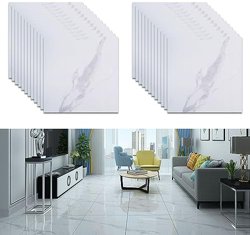 Sparklenut PVC Floor Tiles, Waterproof, Anti-Slip, Easy to Install, 24 Square Tiles, 30cm x 30cm x 1.5mm, Commercial Grade, Perfect for Kitchen, Bathroom, Living Room Remodeling