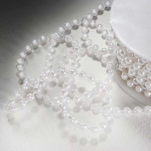 EliteKoopers 1m White Pearl Beads On String 8mm Chain Ribbon for Craft, Cake, Wedding Decoration