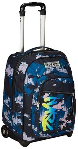 Seven Trolley Fisso, GreenScreen, Blu, 2 in 1, Doppio Uso, Trolley e Zaino, Zaino Scuola Viaggio, Bambino Ragazzo