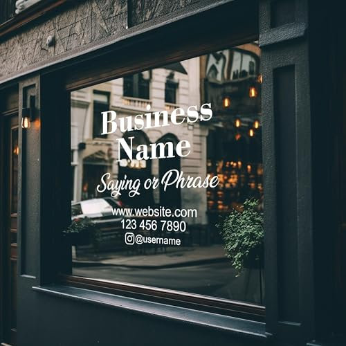 Custom Window Decal - Customizable Business Restaurant Coffee Shop Storefront Glass Sticker - Company Name Logo Door Vinyl Lettering Sign 24 x 24