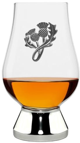 English Pewter Company Glencairn Whisky Glass 200ml with Pewter Scottish Thistle Badge and Base [WGP026]