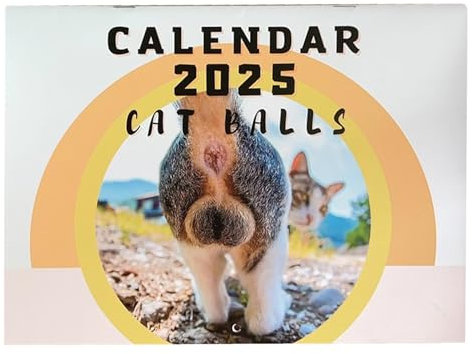 Cat -Kalender, Cat Balls-Kalender 2025,2025 Spezieller Katzen- -Gag-Kalender - Dicker, robuster Papierknebel als Wandkunst für Jubiläen und wichtige Ereignisse