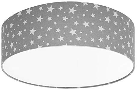 youngDECO® Deckenlampe für Kinderzimmer und Babyzimmer, mini Ø28cm, 2xE27, Runde Deckenleuchte, Lampenschirm aus Baumwolle, Sterne, Deckenbeleuchtung hergestellt in der EU
