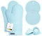 Rorecay Ofenhandschuhe und Topflappen-Sets, extra lange Silikon-Ofenhandschuhe, hitzebeständig, 500 Grad, rutschfeste Topflappen, heiße Pads für Küche, Backen, Kochen, gesteppte Auskleidung