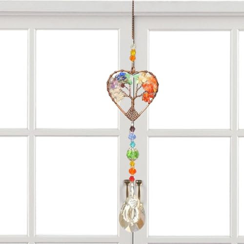 Attrape-soleil en , arbre de vie, attrape-soleil, arbre de vie coloré, attrape-soleil en , prisme sphérique, ornement décoratif pour fenêtre, mur, Woh