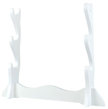 Serenitison Support d'affichage Katana,Support d'épée Longquan Blanc,Présentoir Katana,pour Couteaux Katana,Sabre,Supports d'épée d'arts Martiaux,Ornement de Maison,Présentoir de Support d'épée
