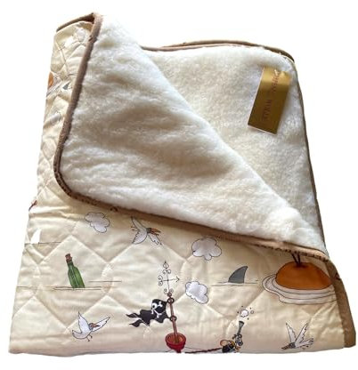 Oberbett Wolldecke für Kinder - mit Kopfkissen - Set - Größe 135x200cm + 40x60cm - Baumwolle + Wolle (Pirat)