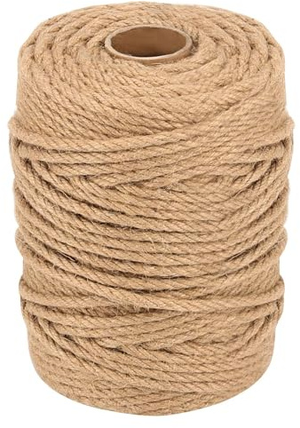 FAAING 100m x 6mm Juteseil zum Basteln, 4 Stränge Gedrehtes Dicke Juteschnur Jutekordel Hanfseil Braun, Natürliche Jute Schnur für Basteln, Gartenarbeit, Bündeln
