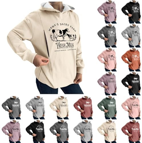 Stillpullover Damen Fresh Milk Alphabetdruck Stillshirt Mit ReißVerschluss Rundhals Still Pullover mit Kapuze Bequem Nursing Top Stilltop Umstandsmode Oberteil Stilltops Schwangere Umstandskleidung
