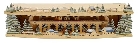 HTI living Schwibbogenbank beleuchtet mit Eisenbahn Erhöhung Lichterbogen Weihnachtsdeko batteriebetrieben