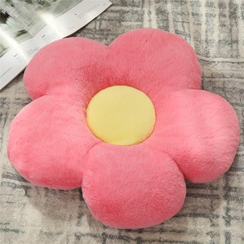 Chickwin Coussin Fleurs, Mignon en Peluche Floral Coussin Aesthetic Coussins Décoratifs pour Décoration Chambre, Maison et Canapé Lit (35 * 35,Rose)
