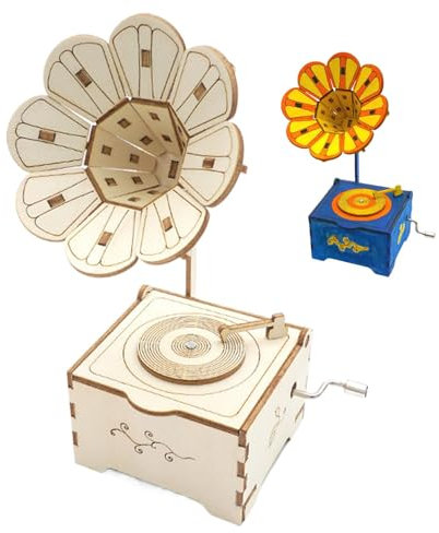 Boîte à Musique Gramophone – Kits de Construction de maquettes en Bois | Décor de Gramophone | Puzzle en Bois Gramophone pour Adultes et, modèle de Gramophone rétro découpé, Casse-tête,