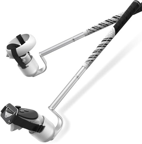 ANSHAWTIY VR Golf Club Attachment for Meta Quest3/2/Quest 3S Aluminium Alloy,90 Degree,Unblock Signal,1:1 Molded Controller Adapter & Fixed Plate (Adjustable in Length)