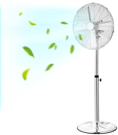VEVOR Ventilateur sur pied industriel, 398 mm, ventilateur oscillant à 75°, réglables en hauteur, 3 vitesses réglables, débit d'air max. 1480 CFM, pour chambre à coucher, salon, maison, bureau, argent