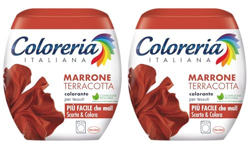 Coloreria Italiana Grey Colorante Tessuti e Vestiti in Lavatrice, colore Marrone Terracotta, 2 Confezioni, 350 g