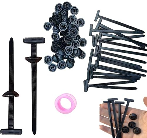 100PCS Nylon Universal Cable Tie Buckle, Heavy Duty Self-Locking Nylon Zip Ties Holder, Multipurpose Plastic Cable Ties Tool UV Resistant Black Zipties Straps for Car Daily Repair (50Pcs)