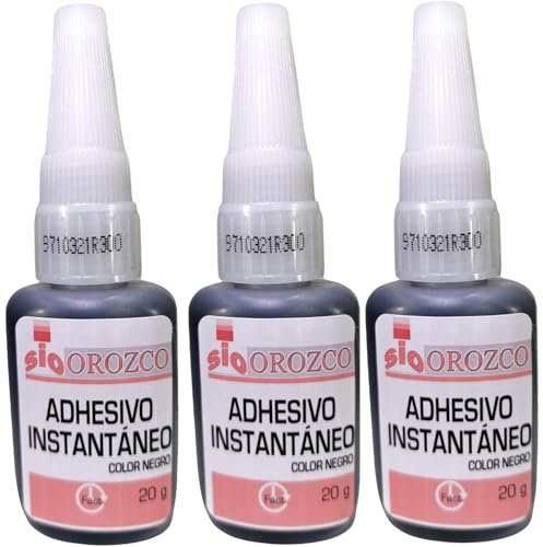 3x Pegamento Cianocrilato Adhesivo Negro 20 ml.