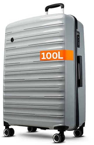 Cocoono Koffer Groß 100 Liter Volumen - mit TSA Schloss, Lost & Found, Trolleys, Reisekoffer, Hartschalenkoffer, Hartschalenkoffer, Trolley, Koffer XL, Reisekoffer mit Rollen (Grau, XL)
