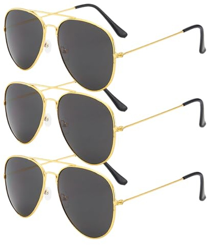 TUONYIS 3 Stück Piloten-Sonnenbrille für Herren, polarisierte Sonnenbrille für Herren und Damen, ultraleicht, flache Gläser, Retro, klassisch, UV400-Schutz, für Fahren, Reisen, Angeln (grau)