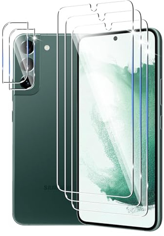 DXULWLM 3+2 Pièces Verre Trempé pour Samsung Galaxy S22 PLUS 5G avec Caméra Arrière Protecteur,HD Transparent,9H Dureté,sans Bulles,Anti-Rayures,Protection Décran pour Samsung Galaxy S22 PLUS 5G