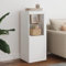 HaoChrymec Buffet avec éclairage LED, Blanc, 41 x 37 x 100 cm, Meuble Salon Rangement, Commode Cuisine, Buffet Salle a Manger, Meuble laqué Blanc