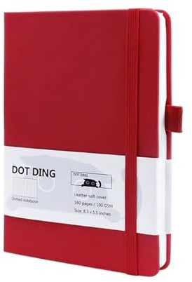DSFIHJO Inspirierende NotizbüCher 2 stücke Gepunktete Kugel Notebook A5 100 GSM Journal Hardcover 160 Seiten Elfenbein weiß papier Sammelalbum Planer Agenda Schreibwaren(Red)