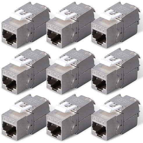 Leikurvo CAT7 Keystone RJ45 Modul, 9 Stück 10 Gbit/s 1000 MHz Jack Modul RJ45 Buchse für CAT7 CAT6 CAT6a Verlegekabel Verbinder Geschirmt Keystone Netzwerkdose Patchkabel Netzwerkkabel