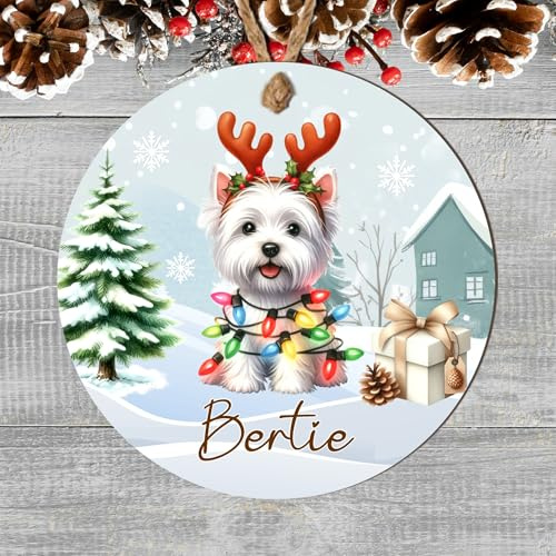 Personalised Terrier Dog Breed Christmas Tree Hanging Decoration - Fun Festive Dog Design Custom Name Keepsake Gift For Pet Owners (West Highland Terrier, MDF Wood - Indoor Use Only)