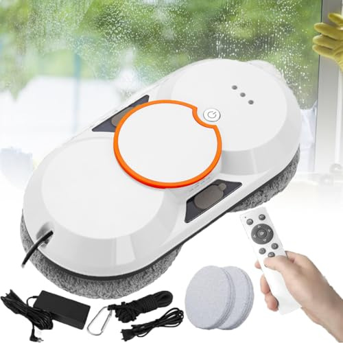 BoluDukNN Aspirapolvere Automatico per Vetri - Doppio Spruzzo d'Acqua + Kit Corda di Sicurezza, Robot per La Pulizia dei Vetri 5600pa, per Edifici Alti Interni/Esterni