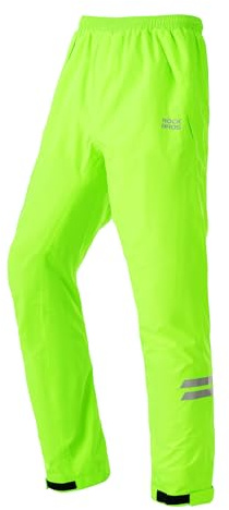 ROCKBROS Cykling vattentäta långa byxor för män, andningsbara, justerbara ankelbyxor och reflekterande element för cykel, motorcykel, vandring, löpning, Fluorescerande grön, 3XL