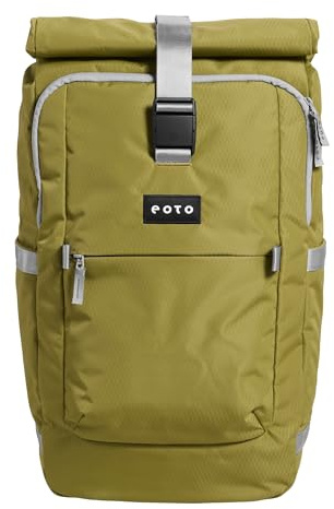 EOTO Rucksack TALL41 Olivgrün, Roll Top für Uni, Reisen, Job und Freizeit, nachhaltig, ergonomisch, wasserabweisend, Multifunktions-Rucksack, Reiserucksack, Damen, Herren, 41 L