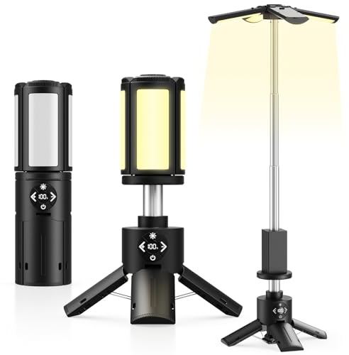 Teleskop Campinglampe Wiederaufladbar, 10000mAh Akku LED Laterne mit 11 Helligkeitsstufen & 4 Lichtmodi, Magnetische Zeltlampe für Bauernotfälle, IPX7 Wasserdicht Tragbare Powerbank