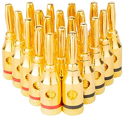 Jaywool 10 Pairs Banana Plugs - Open Type for Speaker Wire, Home Theater, Wall Plates and More
