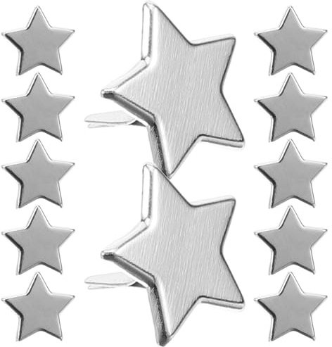 LALAFINA Two-Legged Metal Brads Star-Shaped 100Pcs Silver Paper Fasteners for Scrapbook, Card Making and Handmade Crafts
