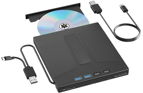 Wesafrae Lecteur Blu Ray Externe 7 en 1, Prend en Charge la Lecture et L'Écriture de Disques 100G, Lecteur Optique BD/CD/DVD, Graveur pour PC, Ordinateur Portable, Bureau.
