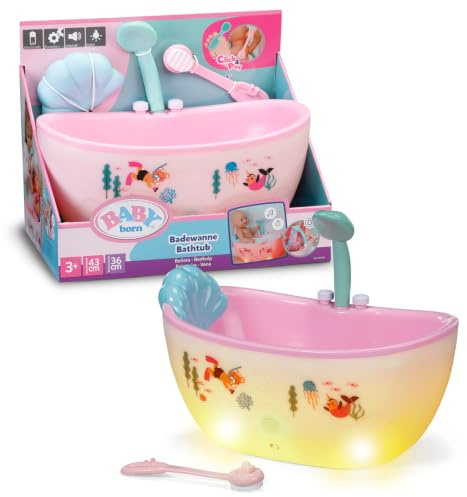 BABY Born Badewanne mit Licht- und Soundeffekten für 36 und 43 cm Puppen | Licht- und Soundeffekte, Dusche, Wasserfunktion, passend für 36 & 43 cm Puppen