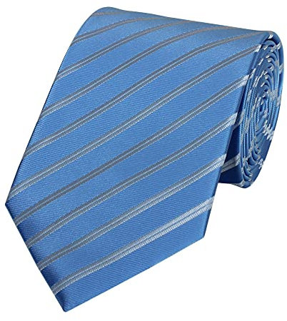 Fabio Farini - Modern gestreifte Herren Krawatte in 8cm Breite - Schlipse Passend fürs Büro zum Anzug durch Robuste Pflegeleichte Mikrofaser Blau Silber