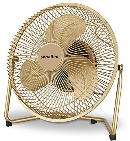 Schallen Champagne Gold Sturdy Metal High Velocity Cold Air Circulator Adjustable Floor Fan with 3 Speed Settings (9)