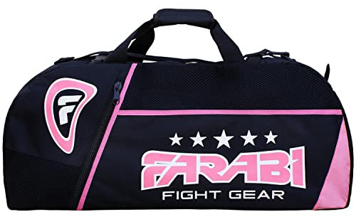 arabi Sports Gym Fitness Unsichtbare Trainingstasche MMA Hosenträger, Boxsack Tote Trainingsgeräte Reise Sporttasche (Black/Pink)