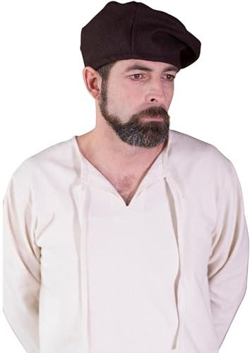 Burgschneider Mittelalter Barett Harald aus Wolle - Historische Landsknecht Mütze - Renaissance Kopfbedeckung für LARP, Cosplay & Mittelaltermarkt