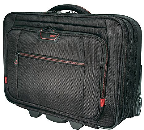 Mobile Edge Professional Rolling Laptop Case, 17.3 Inch, Adjustable Laptop Section, Five-Stage Telescoping Handle, Black, for Men, Women, Business, Travel, Students, MEPRC1