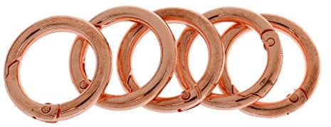 5 Pieces 28mm Zinc Alloy Circular Round Carabiners Spring Clip Snap Hook Keychain Camping Hiking Outdoor - Rose Gold, 28mm