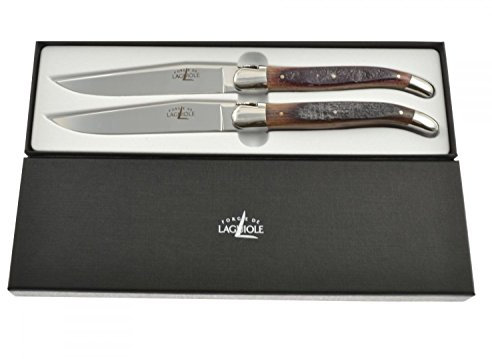 Forge de Laguiole Tafelbesteck Messer + Gabel Edelholz, Olive, Fasseiche, Thuja, Wacholder Color Fasseiche, Size 2 Messer
