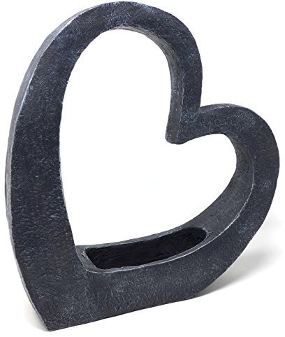 Grab Pflanz Herz stehend mit Vertiefung, Grabdekoration. Höhe 35 cm. 1 Stück Anthrazit