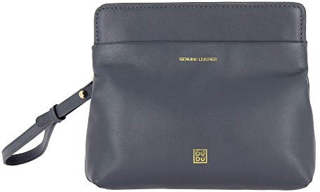 DUDU Handgelenk-Tasche Pochette aus echtem Leder Handtasche mit Abnehmbarer Schlaufe und Magnetverschluss Grau
