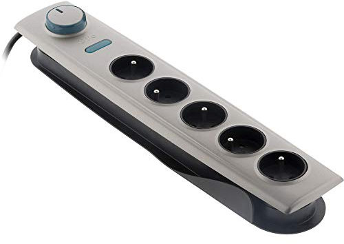 Otio - Bloc multiprise parafoudre 5 Prises avec Interrupteur - Titanium