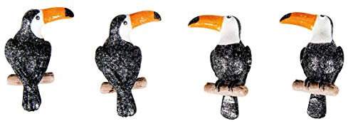 Rayher 46353000 Polyresin Tukan, 3 x 4,5 cm, Btl. 4 Stück