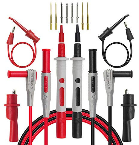 DollaTek Il Kit di Cavi per Test multimetro Include Clip a Coccodrillo di Sicurezza. Spina a Banana per Cavo di Prova