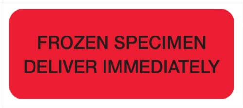 Doctor Stuff Frozen Specimen Deliver Immediately Labels for Time-Critical Frozen Transport, 2-1/4 x 7/8, Red/Black, Permanent Adhesive, 250 Labels/Box